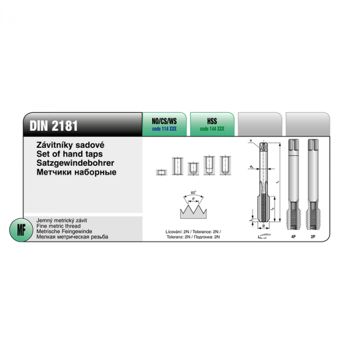 Závitník sadový ručný DIN2181 HSS 2N MF M48x3 I. | Náradie¹